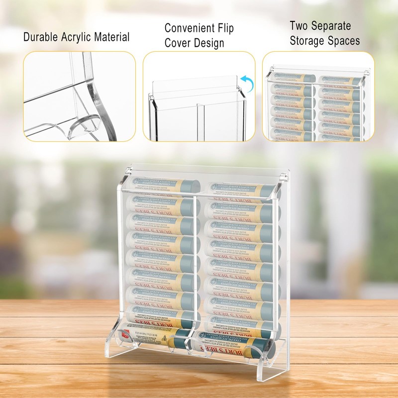 Beautyflier Clear Acrylic Lip Balm Dispenser, Organizer Holder for Lip