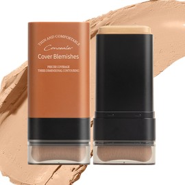 Flomiara Foundation Stick, Contour Makeup Nude Pen Light Creamy Face Foundation Long-lasting Stick with Brush, Instantly Balance & Even Complexion, Natural Color For Medium Skin Tones