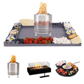 Silicone Mat for Solo Stove Mesa XL&Tabletop Fire Pit, Heat-Resistant Grill Mat, Indoor Fireplace Accessories, Portable Cooking Pad for Smores Maker, Deck, Patio, BBQ,Cooking,and Outdoor Use-Gray