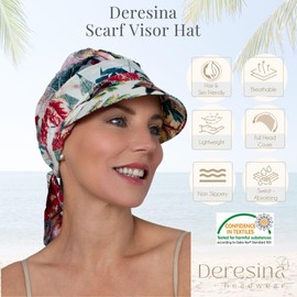 Deresina Headwear Scarf Visor Hat, Chemo Headwear for Summer, Full Headwear, Non-Slip, Double Layered Purple Splash