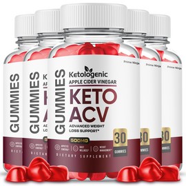 Ketologenic Keto ACV Gummies, Max Strength Dietary Supplement Formula (5 Pack)