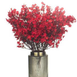 AITISOR 10 Bundle Artificial Babys Breath Flowers Fake Gypsophila Bouquet Faux Silk Floral for Flower Arrangements Kitchen Wedding Home Decor (Red)