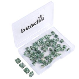 Beadia Natural African Jade Stone Tila Beads 5x5mm Square 2-Hole Spacer Beads for DIY Bracelet Earring Making 15"/Strand