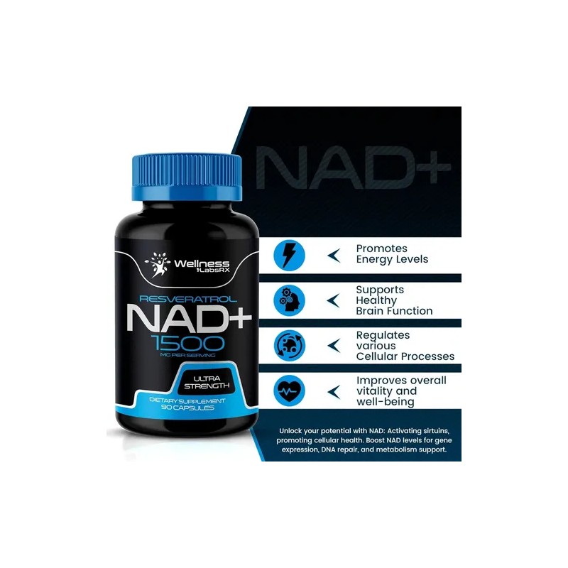 Suplemento en cápsula Wellness Labsrx NAD+ de Nad+ 1500 mg