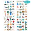 8 Sheets (96PCS) Travel Tattoo Stickers Map Theme Birthday Adventure