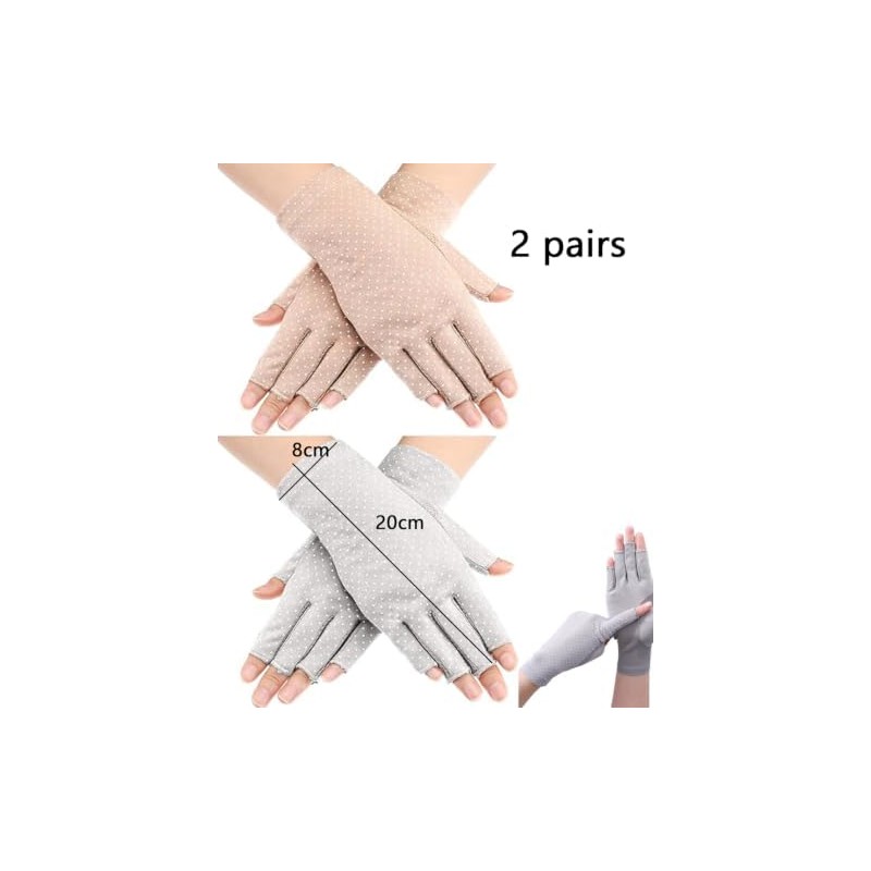 2 Guantes Protección UV Mujer, Mitones Deportes,Tamaño 19.3x8.5cm