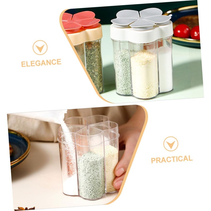 BIUDECO 2-piece Compartment Spice Jar Set Salt Dispenser Kitchen Seasoning