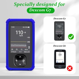 YOUSHARES Silicone Case for Dex com G7 Receiver, Anti Slip Soft Protective Cover Soft Gel Skin Suitable for G7 Device (Blue)
