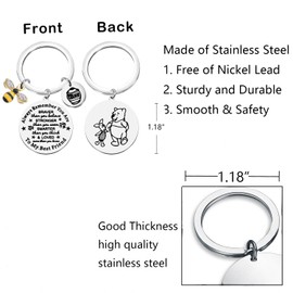 FUSTMW Bear Gifts Keychain Inspirational Gift Friendship Keychain Birthday Gift You are Braver Stronger Smarter (friend bee keychain)