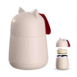 KIGI 15OZ Thermo Food Jar with Spoon,Wide Mouth Insulated Soup Containers Vacuum Mug with Lid for Hot or Cold Food (Beige)