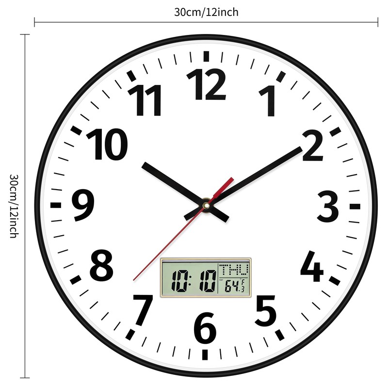 Foxtop Digital Wall Clock with Time, Day of Week and