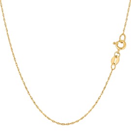 Jewelry Affairs 10k Yellow Real Gold Rope Chain Necklace, 0.5mm (16 Inch)