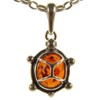Baltic amber and sterling silver 925 cognac tortoise pendant (no