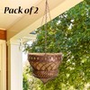 Austram Bronze Queen Anne Hanging Planters, 14 inch Diameter, Metal