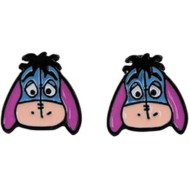 Winnie Cartoon Pooh Eeyore Cartoon Character Face Metal Enamel Stud Earrings