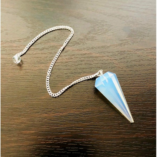 CRYSTALMIRACLE Opalite Dowser Pendulum Crystal Healing Reiki, Feng Shui, Gift Positive Energy Meditation, Wellness Metaphysical for Unisex (White Bluish, Each Approx. 1.25 Inches)