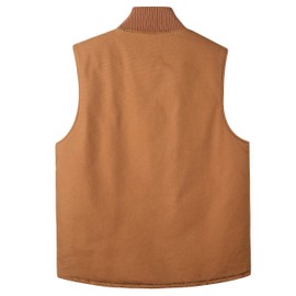 Men's Washed Arctic-Quilt Lined Duck Vest Utility Rugged Canvas Work Vest Duck Brown L
