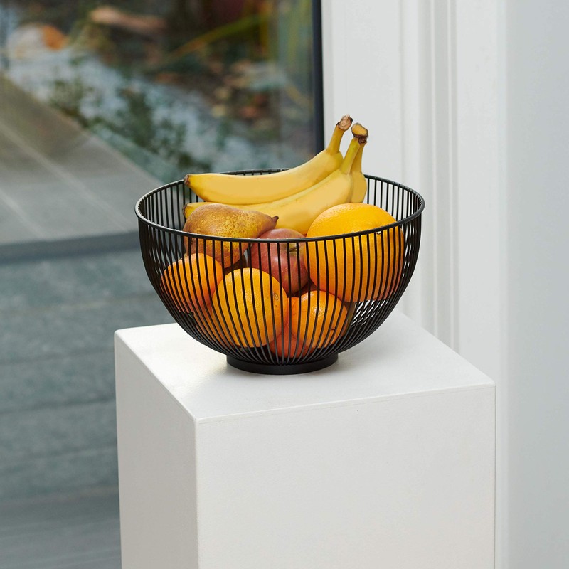 CALUTEA Modern Fruit Bowl // Metal // Round Black //