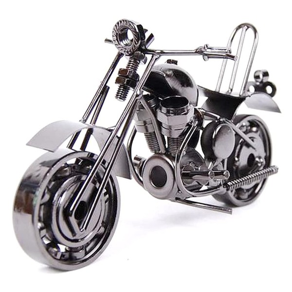 Modèle de Moto de Fer Véhicule Miniature Moto Ornements Modernes Comme Cadeau d'Anniversaire Accessoire de Photographie(pistolet gris)