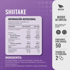 Shiitake 100 Cápsulas, Adaptógeno, Refuerza tu Sistema Inmunológico, Antioxidante, Rico en Vitaminas y Aminoacidos, Calidad Premium