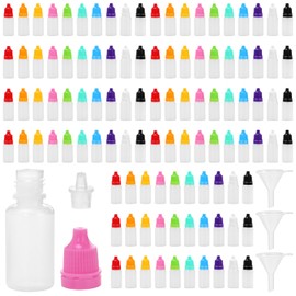 MOUYAT 250 PCS 10ml Plastic Dropper Bottles with Funnels, Clear Empty Squeezable Drop Bottle with 10 Colorful Caps, 10ml Dropper Bottles for DIY Projects and Liquid Storage
