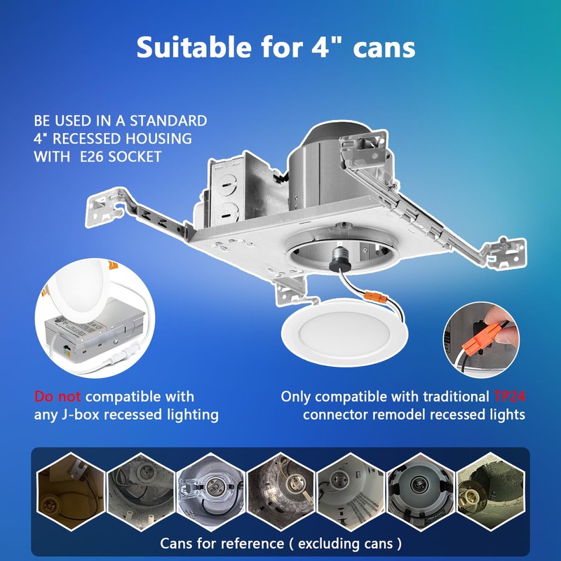 LVWIT LED Recessed Light 4Inch, 5CCT Can Lighting with White