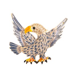 Rhinestone Eagle Bird Brooch Pin for Women Unisex Gold Plated Crystals Flying Wing Hawk Brooches Lapel Pins Suit Collar Dress Accessories Lightweight Jewelry for Holiday Birthday Party (Blue)
