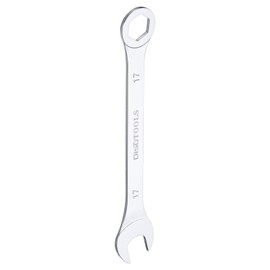 HARFINGTON Thin Combination Wrench Metric 17mm 6-Point Ended Box 15 Degree Offset Open End CR-V Chrome Plated Steel, Silver