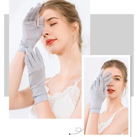 Lycharoty Women's Silk, UV Protection, Sun Protection, Moisturizing, Rough Hands, Night, Thin, For Spring, Summer, Birthday Gift, Mother's Day Gift, gray