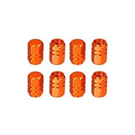 eBoot 8 Pieces Tire Stem Valve Caps Wheel Valve Covers Car Dustproof Tire Cap, Hexagon Shape (Orange)
