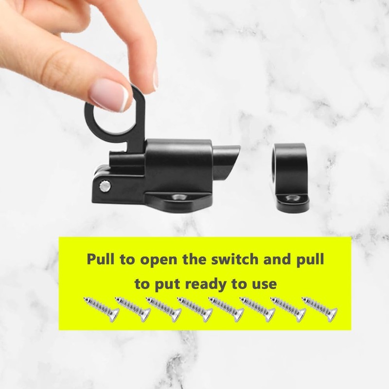 Ruidee Pack of 4 Automatic Door Latch Black Aluminium Spring