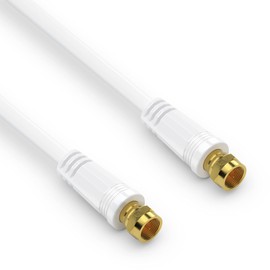 conecto Antenna Cable SAT Cable Coaxial Cable Satellite Cable TV 10.00 m 4x Shielded F-Connector for HDTV, Receiver, Satelite, DAB, Radio, White