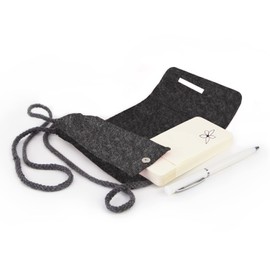 Three by Three Seattle Mini Portable TOTE.PAD 5.5 x 2.5 Inch with Felt Case and Pen for Memos, Notes, Sketches, School, and Travel (Charcoal)
