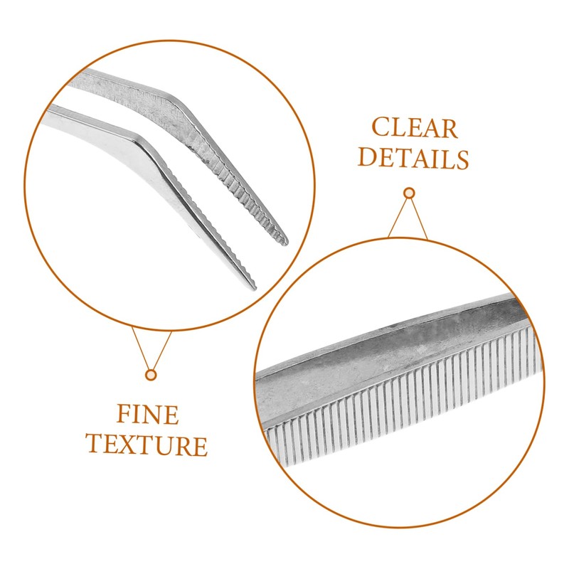Operitacx 4Pcs Precision Static Stainless Steel Tweezers Industrial Angled Tine