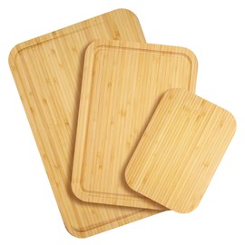 Totally Bamboo 3-Piece Cutting Board Set – Bamboo Wood Cutting Boards in Large, Medium, and Small Sizes with Juice Groove and Collection Well – Elegant Kitchen Chopping Boards with Curved Edges