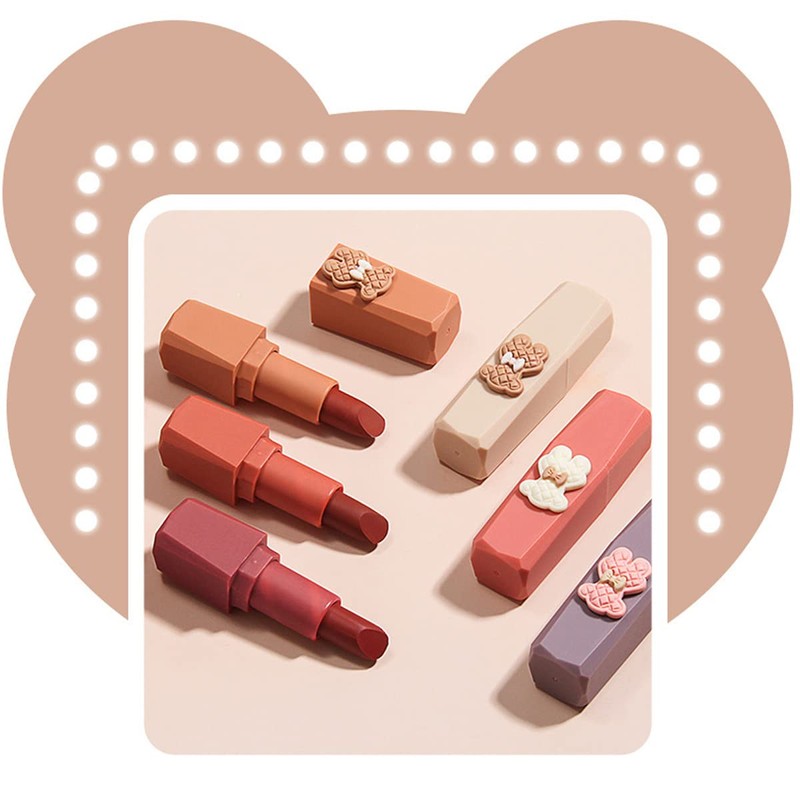 HENGFANG Bear Matte Lipstick Velvet Soft Mist 3.8g Lipstick (513#)