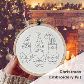 SYYZJKK Christmas Embroidery kit for Beginners, Beginner Embroidery kit for Adults, Christmas Cross Stitch Kits, Hand Embroidery kit, Christmas Crafts for Adults, Christmas Embroidery Kits for Adults