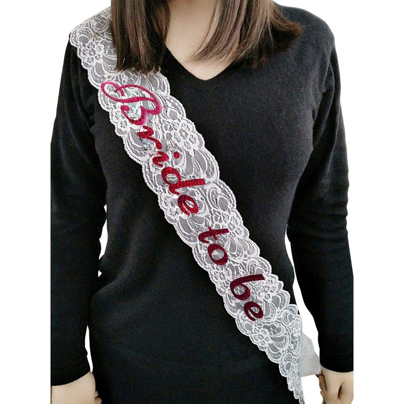 SHATCHI Bride to BE Sash White Lace Hen Night Out