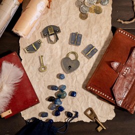 Wooden Box Padlock Set, Zinc Alloy Haspa (Bronze)