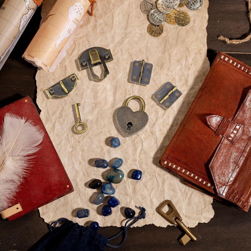 Wooden Box Padlock Set, Zinc Alloy Haspa (Bronze)