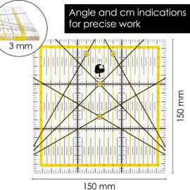 OfficeTree Patchwork Quilting Ruler - Quilting Ruler Made of Acryl - Patchwork Ruler for Sewing with Exact Measuring and Piece Cutting - Template Transparent