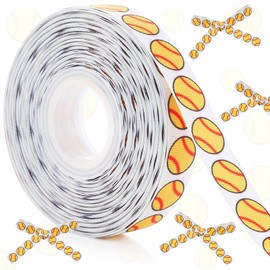 Thiccywoov 25 Yard Softball Ribbon Grosgrain Softball Party Favor Gift Package Wrapping Floral Arrangement, DIY Hair Bow, Crafting, Homecoming Mum Game Supplies