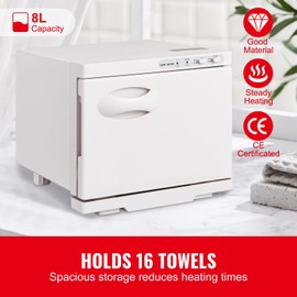 Happybuy Hot Towel Warmer, 8L Cabinet, 2-in-1 with Rack, Holds 16 Towels, Heating for SPA