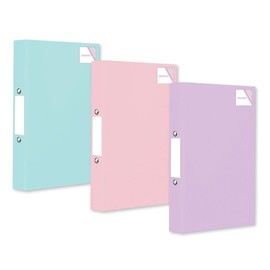 Pack of 3 A4 Pastel Ring Binders 40mm - Two D-Rings Random Colours (Blue, Pink, Teal)