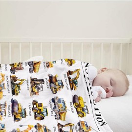MATCHASTAR Truck Construction Equipment Blanket Gifts for Girls Boys,Truck Throw Blanket Gifts for Baby Trucks Decor Plush Soft Lightweight Flannel Fleece Blankets Sheet for Nursery Toddler 40x30In