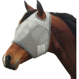 Horse Fly Mask, Elasticity Fly Mask UV Protection for Horse, Grey, 1 Pack