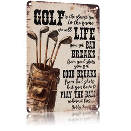 QKIODS Vintage Golf Metal Tin Signs Golf Life Funny Aluminum Sign Retro Wall Decor for Home Office Man Cave 8×12 Inch