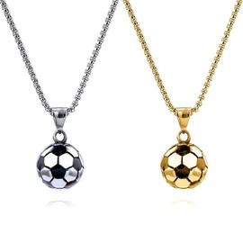 VEHYEGOI 2 Pieces of Football Element Necklaces, Stainless Steel Necklaces, Football Accessories, Football Pendant Necklaces, Fashionable and Creative Necklaces, Fan Necklaces