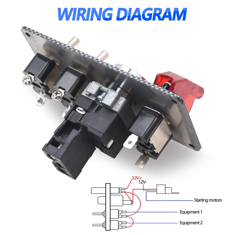 12 V Ignition Switch Panel 4 in 1 Carbon Fibre
