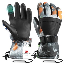 Pnosnesy Cold Weather Mittens,Ski Gloves,Winter Snow Waterproof Touchscreen Gloves, Cold Weather Gloves,Men & Women,for Parent Child